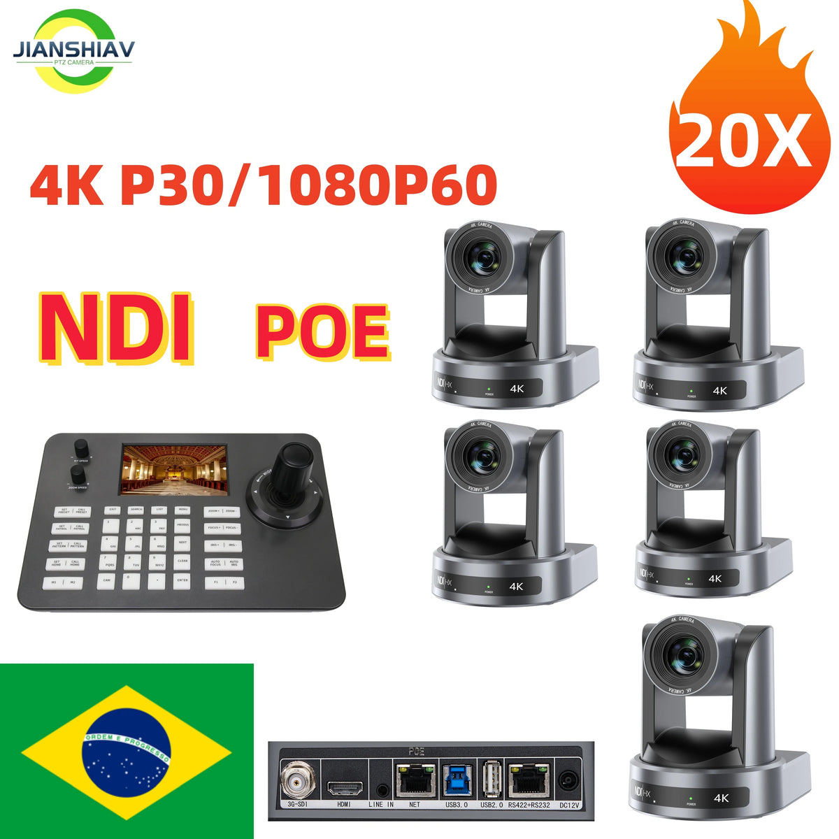 4K NDI 1pc-10pcs PTZ Camera SDI HDMI POE USB 20 Zoom Video Conference Camera for Church Business Meeting 1PC Controller Keyboard