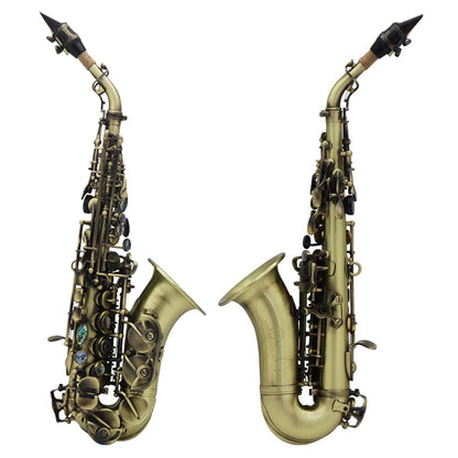 SLADE Soprano Saxophone Bb Flat Sax Brass Body Professional Woodwind Instrument with Case Reed Neck Strap Saxophone Accessories