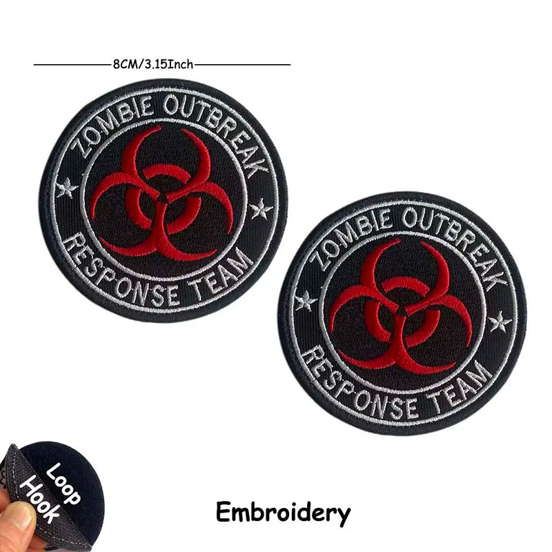 1PC,2PCS/ Umbrella Corporation PVC Rubber Morale Emblem,Biohazard Insignia Applique Embroidered patches,Tactical Backpack Badges
