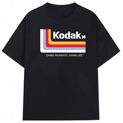 Kodak Summer Brand Men T-shirt Cotton Solid Color Daily Graphic Print Casual Breathable Short Sleeve Top Tees Women Clothing