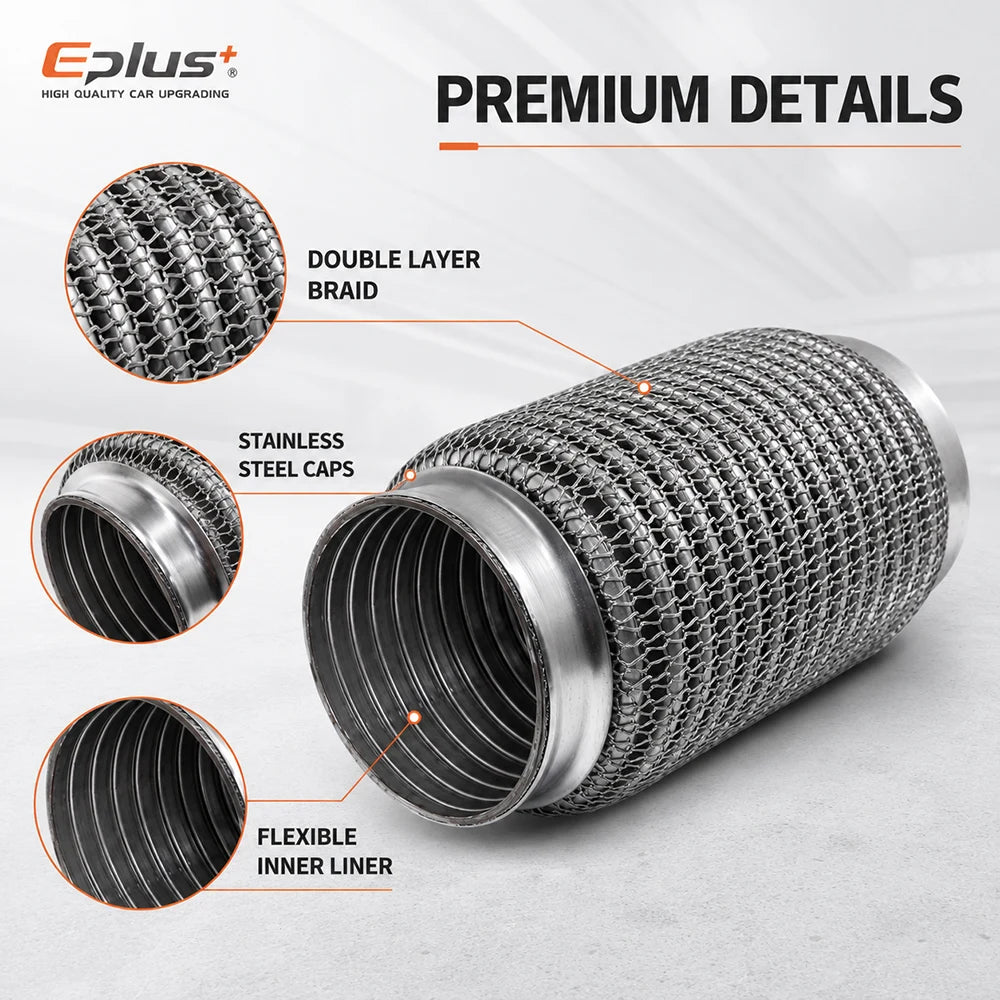 Universal Automotive Chain Link Mesh Exhaust Hose Stainless Steel Braided Flexible Bellows for Car Exhaust System Replacement