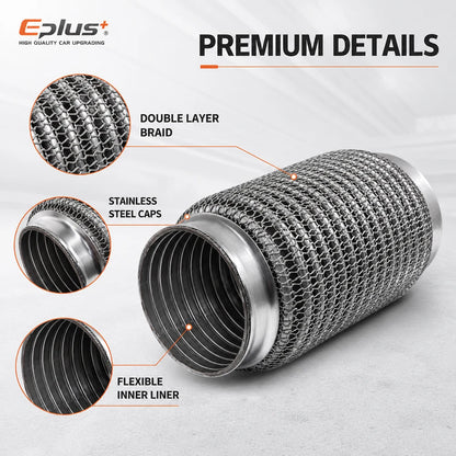 Universal Automotive Chain Link Mesh Exhaust Hose Stainless Steel Braided Flexible Bellows for Car Exhaust System Replacement