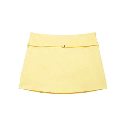 Women's Solid Color Skort with Belt Side Zipper Casual Shorts Skirts Fashionable And Stylish Women's Clothing