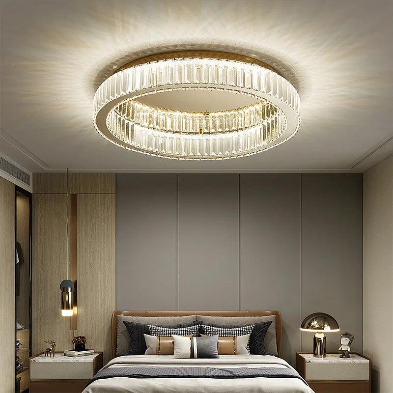 Crystal modern simple circular home ceiling light Italian style light luxury living room study bedroom home decoration lighting