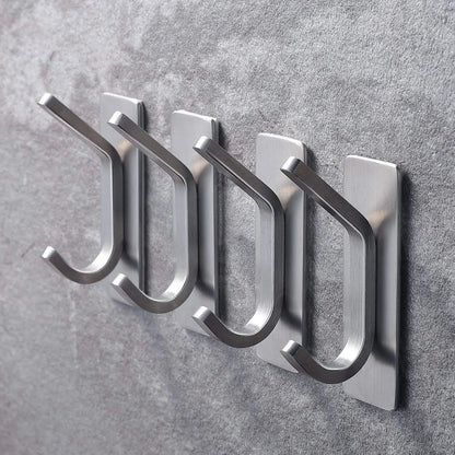 4pcs Towel Hooks Self Adhesive Bathroom Hooks 304 Stainless Steel Bathrobe Hooks  Storage Hanger Strong Adhesion Stick Wall Hook