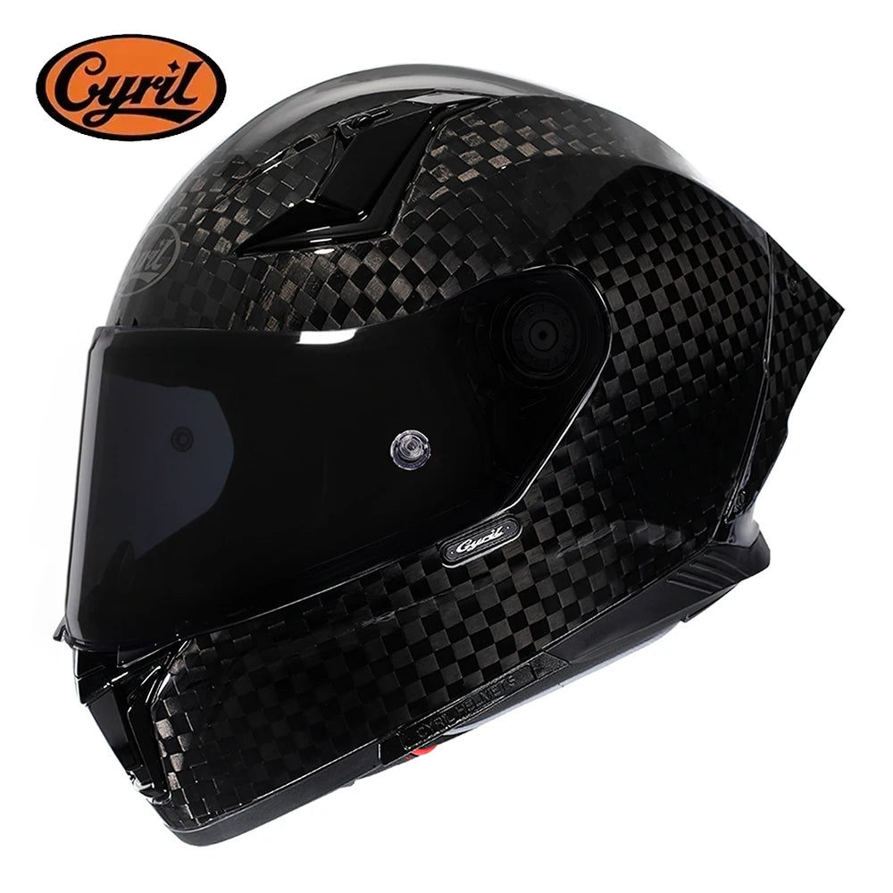 Unisex Lightweight Carbon Fiber Kevlar Full Face Motorcycle Street Bike Helmets Racing Helmet DOT ECE Approved CYRIL Casque Moto