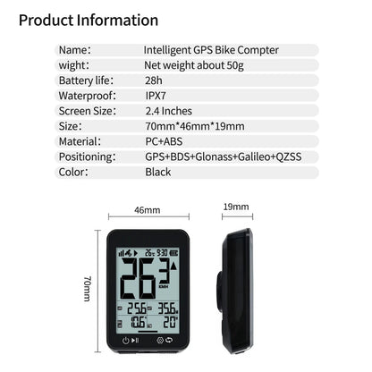 GPS Bike Computer Wireless Bicycle Computer 2.4 LCD Screen Cycling Speedometer Odometer with Auto Backlight and Bracket