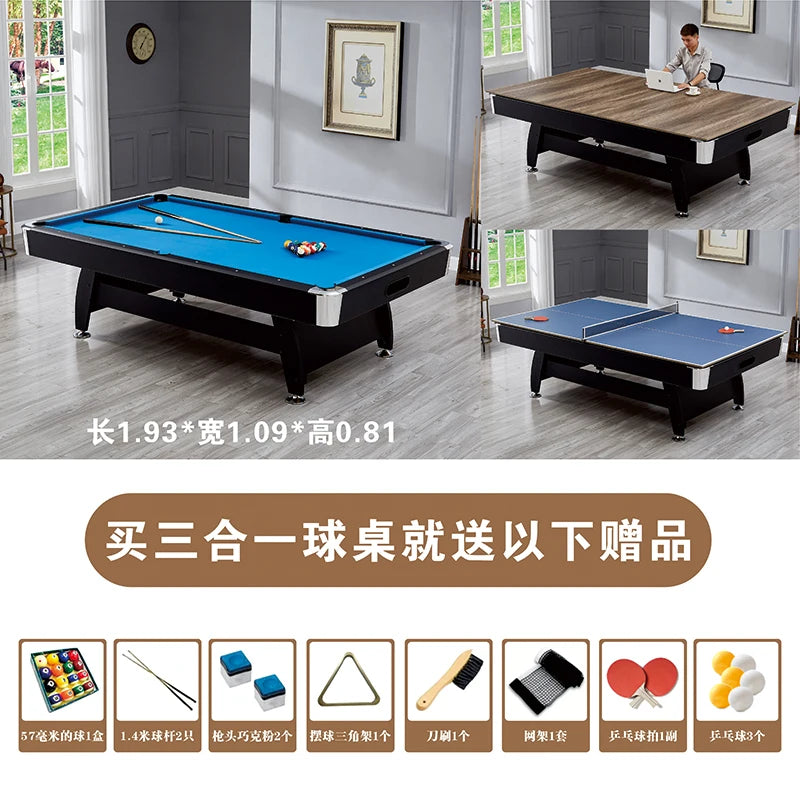 Household solid wood pool table automatic return American black eight indoor pool table multi-functional three-in-one marble tab