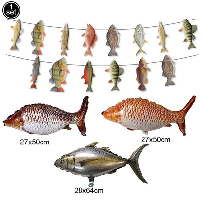 Fish Balloons Realistic Balloons Fishing Birthday Party Decor Cute Inflatable Fish Balloons for Fishing Theme Party Decorations