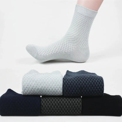 10 Pairs/Lot Men's Bamboo Fiber Socks Autumn Long Black Business Casual Man Dress Sock Gift Plus Size 42-45