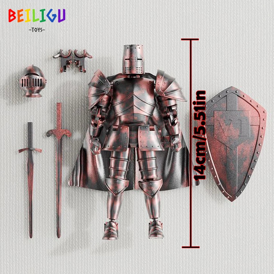 Europe Medieval Knight Multi-Joint Movable Action Figures Warrior Robot Sword Shield Assembly Toy Collection Model Holiday Gift