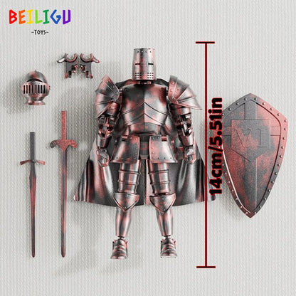 Europe Medieval Knight Multi-Joint Movable Action Figures Warrior Robot Sword Shield Assembly Toy Collection Model Holiday Gift