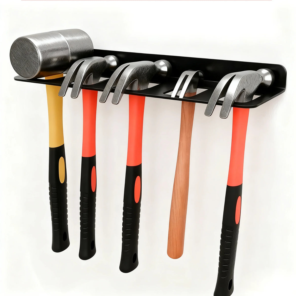 Wall-Mounted Tool Rack, Metal Multi-Hook Organizer Rack, for Garage & Workshop Tool Storage, Safely Holds Hammers, Screwdrivers
