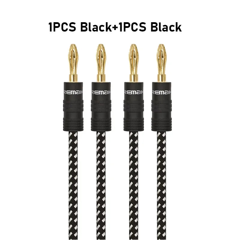 Speaker Cable Wire with Dual Gold Plated Banana Plugs 14AWG Tinned Copper Speaker Wire Premium Heavy Duty Braided Speaker Cable