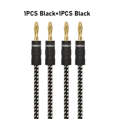 Speaker Cable Wire with Dual Gold Plated Banana Plugs 14AWG Tinned Copper Speaker Wire Premium Heavy Duty Braided Speaker Cable
