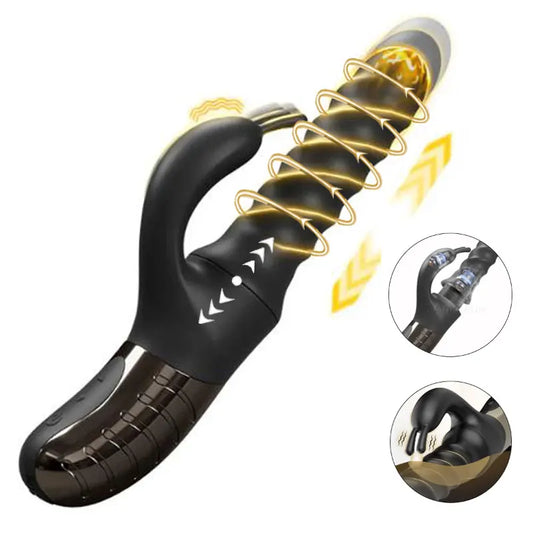 New Women Rabbit Vibrator Rotating Thrusting Vibration Clit G-spot Vaginal Nipple Stimulator Massager Female Masturbator Sex Toy
