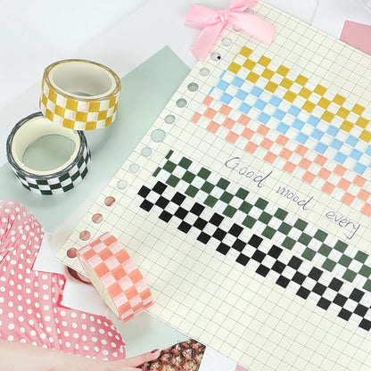 Black and White Grid Tape Creative Grid Lines Color Basic DIY Bookkeeping Decorative Material Stickers Washi Tape Kawaii 3M