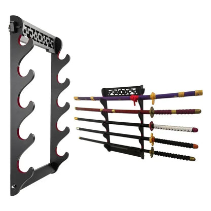 8-Layers Katana Storage Shelf Wall Support Holder Wooden Sabre Samurai Sword Stand Rack Display Real Japanese Katana Organizer