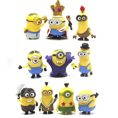 10Pcs/Set kawai Mini Figurines Toys 3D Eye Despicable Crown ones Action Figures Toys Xmas Gifts for Xmas gifts