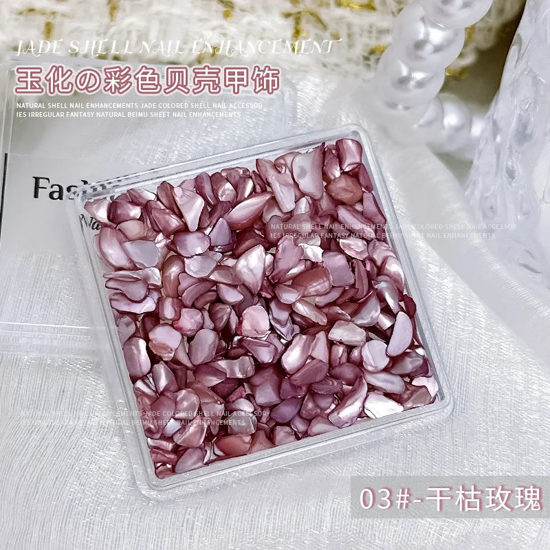 1 Box 3D Nail Art Decoration Material Shell Jade Stone Pearly Luster Irregular Nails Accessory Parts Manicure Decor Supplies