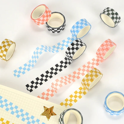 Black and White Grid Tape Creative Grid Lines Color Basic DIY Bookkeeping Decorative Material Stickers Washi Tape Kawaii 3M