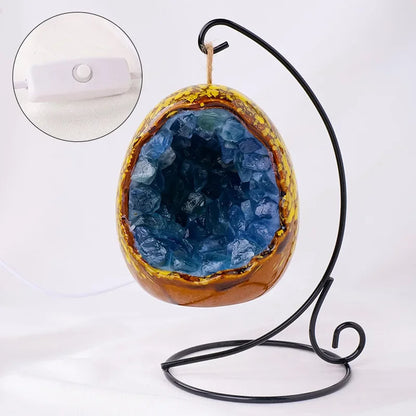 Natural Amethyst Cave Table Lamp Dinosaur Egg Bedroom LED Night Light Bedside Lamp Amethyst Flower Handicraft Home Decoration
