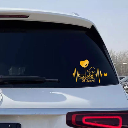 Heartbeat Balloon Baby on Board Car Sticker 3D Cartoon Baby In Car Auto Window Reflective Decor Decoration Exterior Accessories