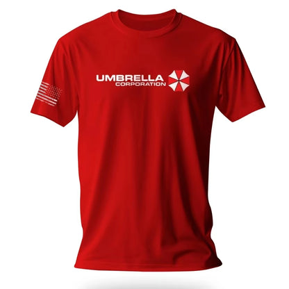 Resident Evil T-Shirt - White Base with Black Logo & Red Umbrella Emblem Premium Horror Game Merch for Franchise Fans
