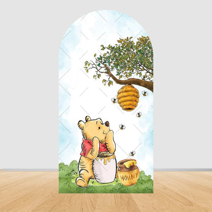 Winnie The Pooh Arch Backdrop Cover Elastic Fabric Newborn Baby Birthday Party Supplies Birthday Party Photo Studio Decoration