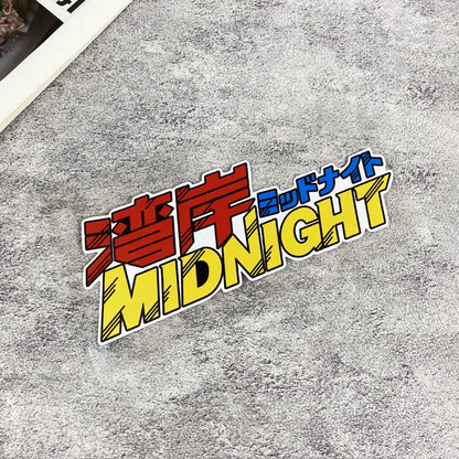 1PC MIDNIGHT JDM Laser Motorcycle Sticker Waterproof for Motorbike Front Fairing Side Panel Car Front Winddshield Vinyl Decal