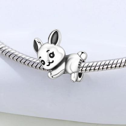 Orstarry 925 Sterling Silver Cute Rabbit Animal Beads Original Pendants Bracelet Charm Jewelry Party DIY Trendy Gifts