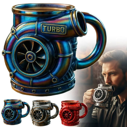3D Turbocharger Shape Mug, BorgWarner Style Coffee Cup, Creative Car Engine Mug for Car Lovers, Stainless Steel/Resin Tea Mug, U