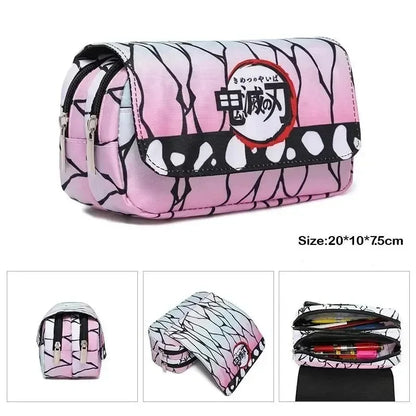 Demon Slayer 3D Anime Pen Bag Student Storage Bag Tanjirou Nezuko Zenitsu Giyuu Cartoon Pen Box Cute Boys Girls Pencil Case.