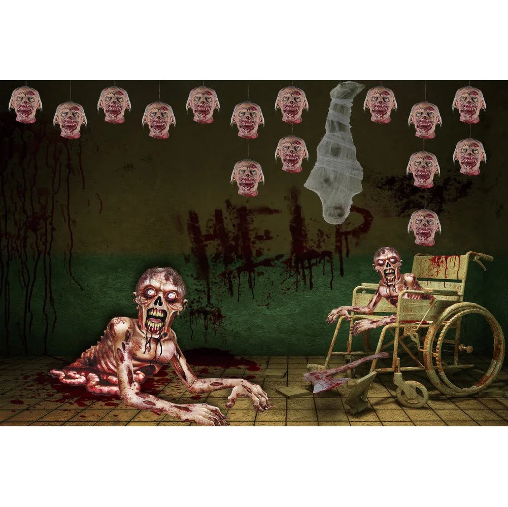 Horror Halloween Scary Blood Splatter Backdrop Red Blood Dripping Ghost Shadow Zombie Vampire Photography Background Studio