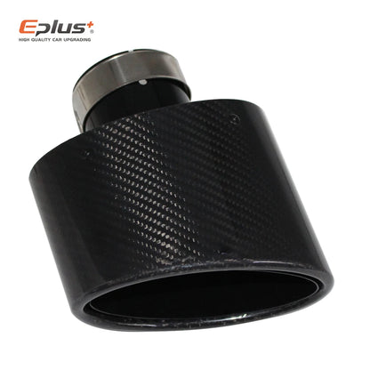 Oval Gloss Carbon Fiber Universal Car Mufflers Tip Exhaust Pipe Nozzle Decoration stainless steel Black silvery Tilting Left Rig