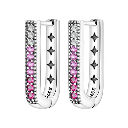 Orstarry Original 925 Sterling Silver Minimally Design Blue Zircon Earrings Women Hoop Earring Anniversary Jewelry Gifts