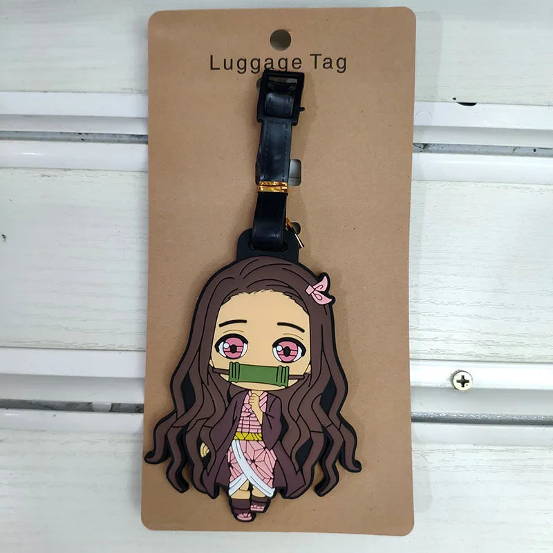 Popular "Demon Slayer" luggage tags, cartoon character design, flat mouth, easy to use, made of PVC