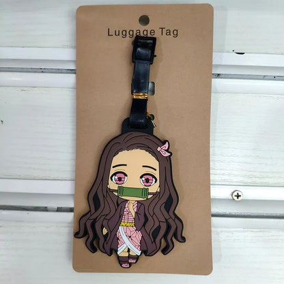 Popular "Demon Slayer" luggage tags, cartoon character design, flat mouth, easy to use, made of PVC
