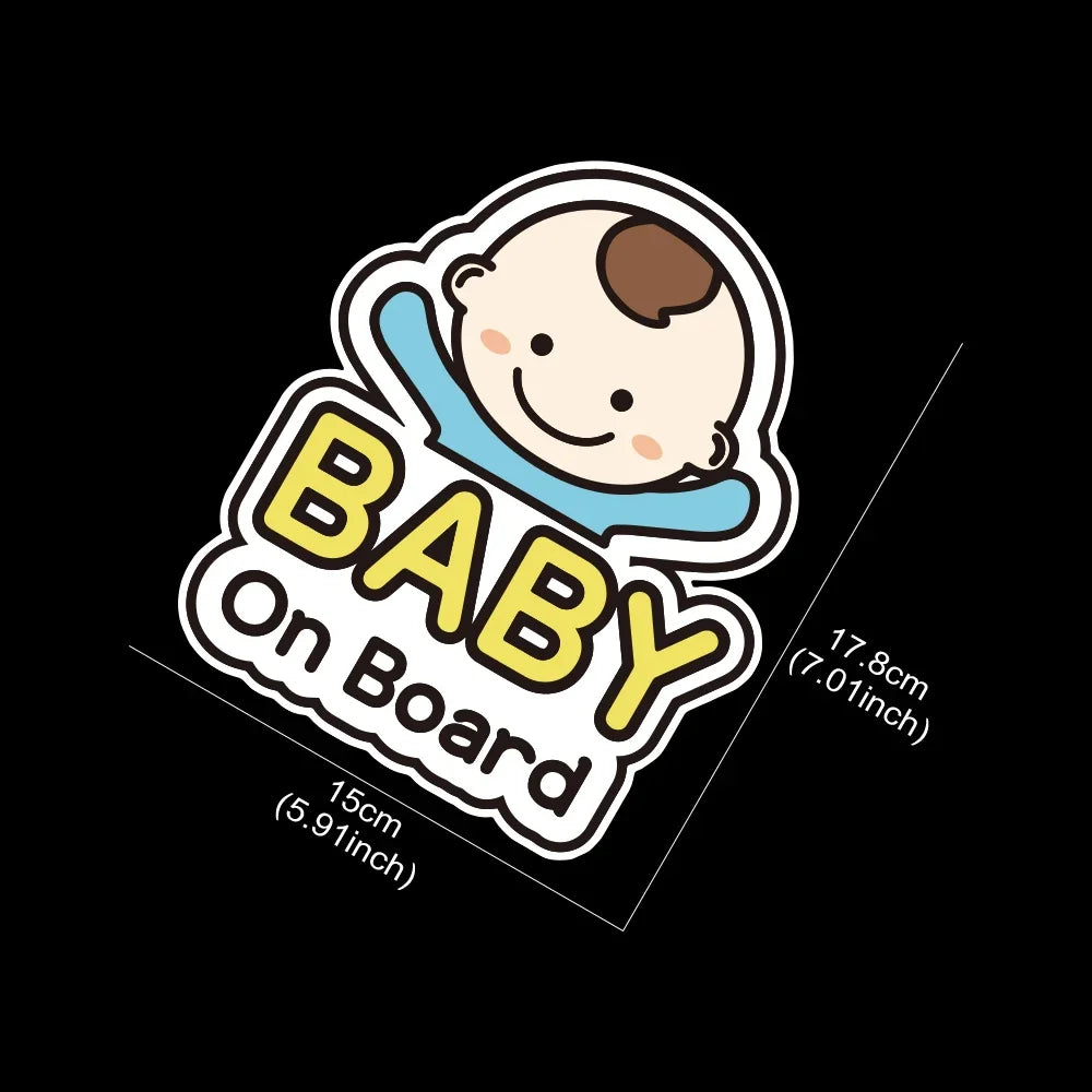Baby on Board Car Sticker Creative Cartoon Cute Warning Sign Safety Vinyl Decal Auto Rear Window Windshield Decor Accessories