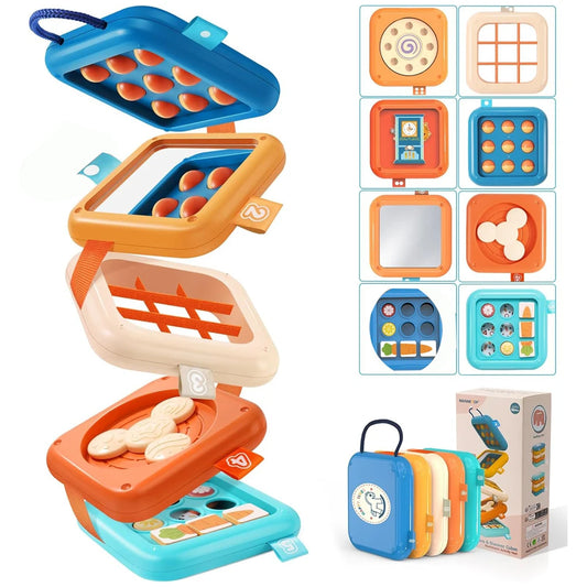 Montessori Toys Busy Board Baby Activity Cube Sensory Toys Folding Puzzle Fine Motor Skill Early Educational Toys for kid age 1+