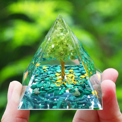 Energy Pyramid Orgonite Reiki Natural Amethyst Ball Healing Crystals Chakra Tool Ornaments Resin Stones Craft Kids Gift