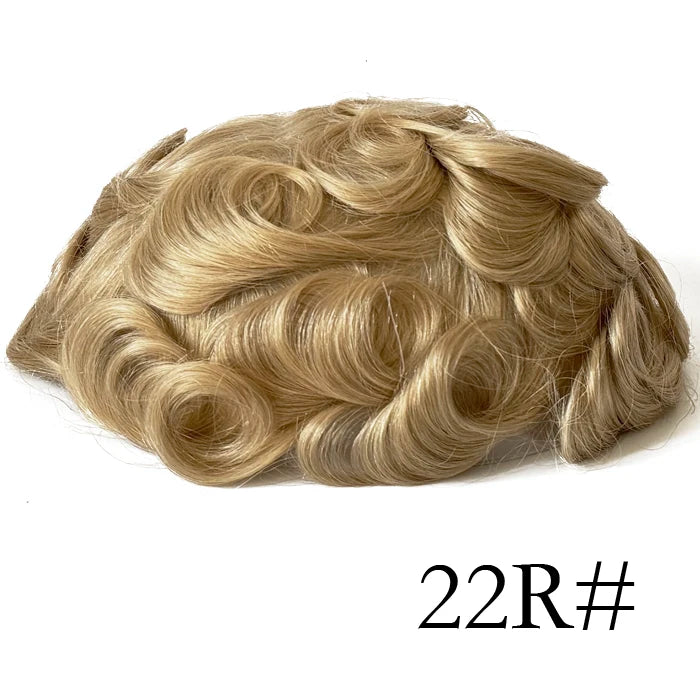 0.08mm Thickness PU Poly Base Double Knotted Toupee Human Hair Durable Time Long Lifespan Men's Capillary Prothesis