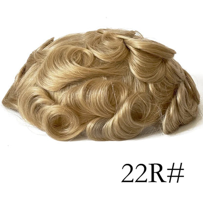 0.08mm Thickness PU Poly Base Double Knotted Toupee Human Hair Durable Time Long Lifespan Men's Capillary Prothesis