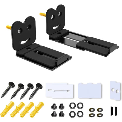 2PCS Adjustable Soundbar Mount Universal Speaker Wall Mount Floating Rack Length Adjustable 3.4''-5.2'' Removable and Lockable