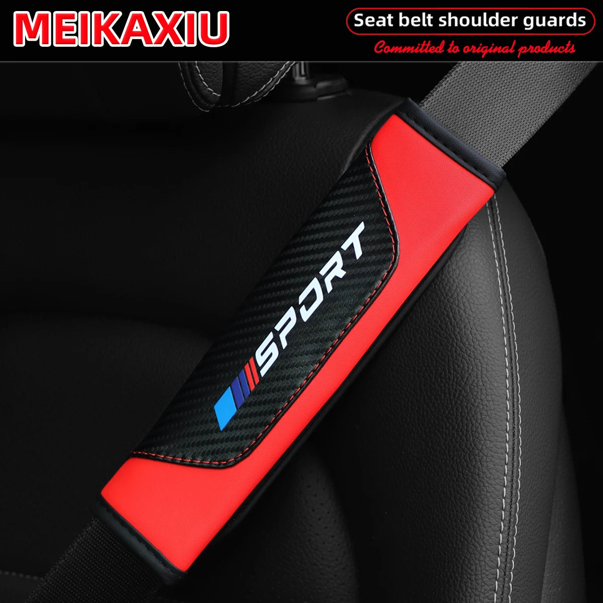 1/2PCS Women's PU Leather Carbon Fiber Sport Car Shoulder Guard Cover Seat Belt Decoration New Car Accessory
