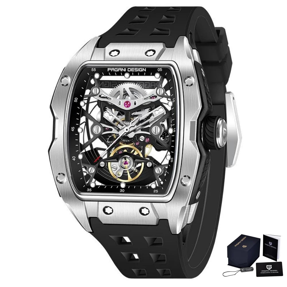 PAGANI DESIGN 42MM Hollow Skeleton Men Mechanical Watches Luxury Sapphire Glass Automatic Watch 50M Waterproof Watch For Men