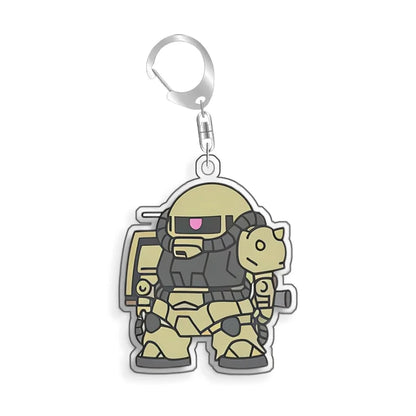 Keychain for Gundam MS-06S Zaku Ll White Cabin Backpack Pendant Anime Game Fans Gift Recycled Acrylic Decoration Rare Card Toy