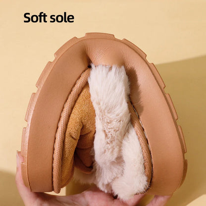 Winter Warm Sports Fluffy Slippers Women Thick Sole Non Slip Plush House Shoes Woman Fashion Faux Fur Platform Indoor Slippers