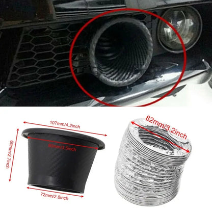 Universal Car Air Intake System Kit Front Bumper Turbo Air Inlet Pipe ABS Carbon Fiber Look for Enhanced Performance and Cooling