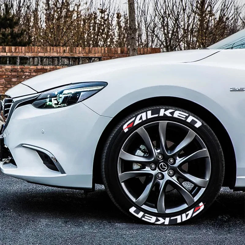 Car Styling For FALKEN Tires Wheel Letters Stickers 3D Cool Auto Decoration Motorcycle Tyre PVC Glue Stickers Waterproof White